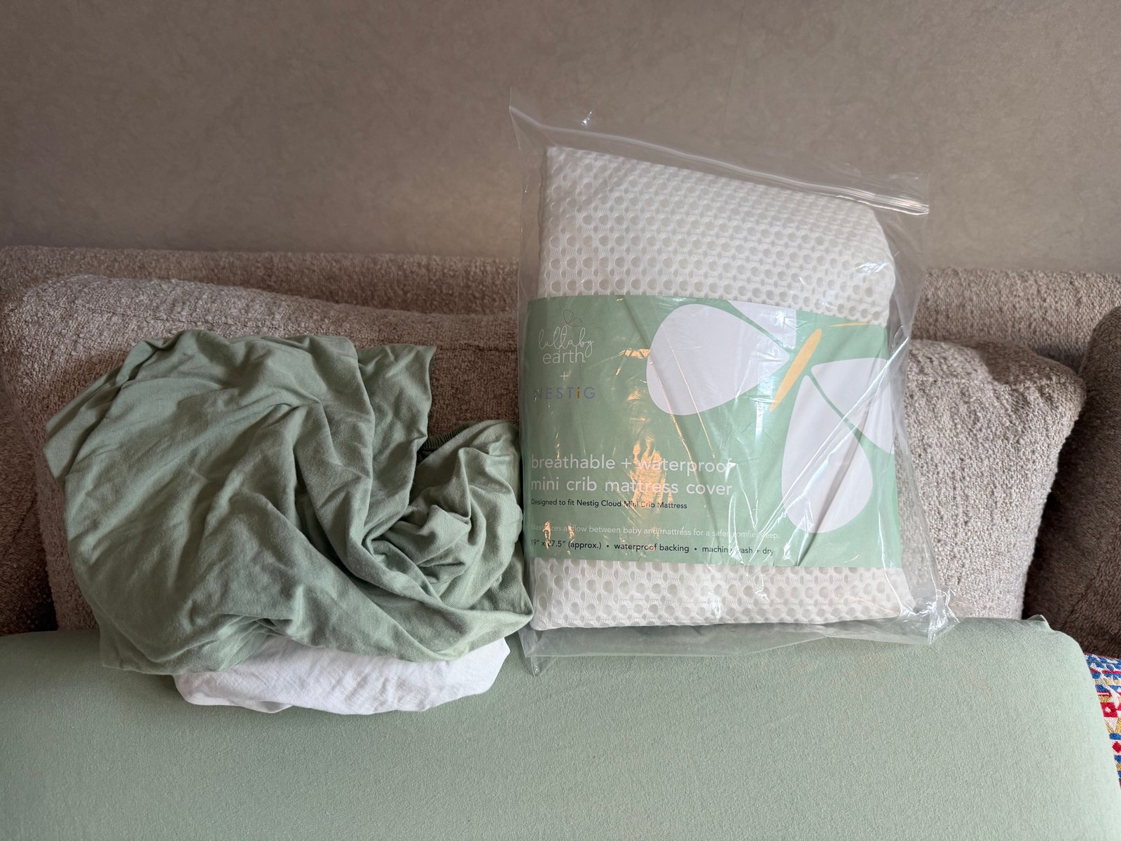 Nestig Breathable & Waterproof Mini Crib Mattress Cover and Spare Sheets