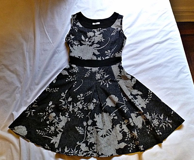 Black Floral Dress with Belt